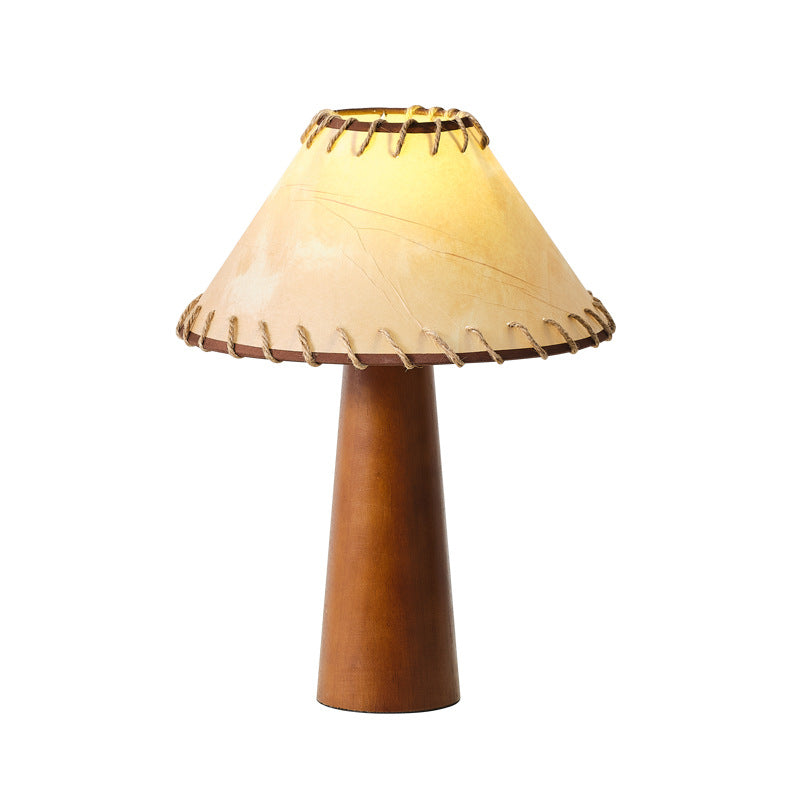 Solid Wood Parchment Cone Table Lamp