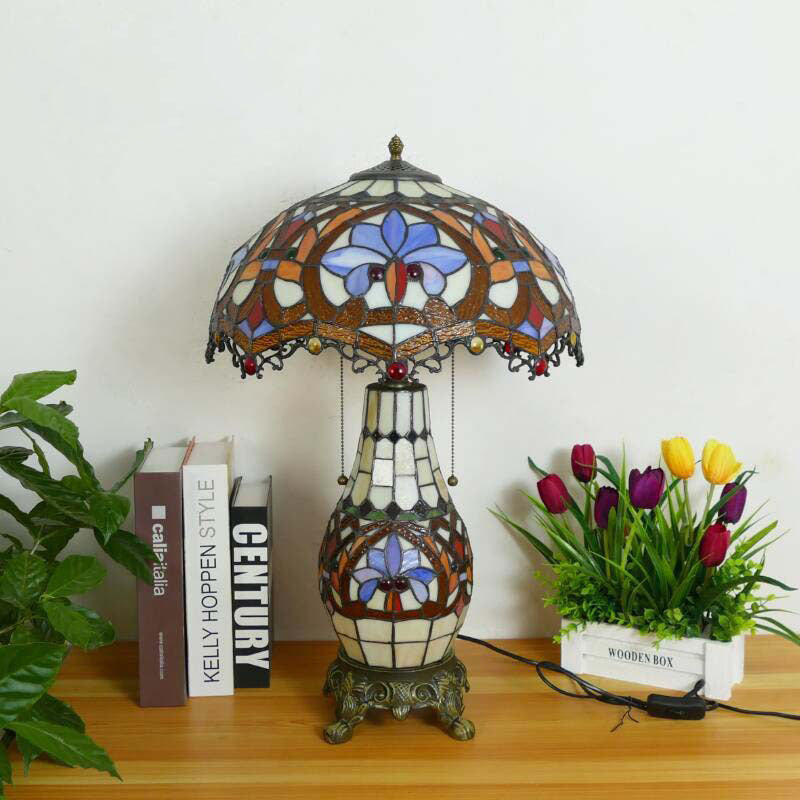 Baroque Umbrella Resin Stained 3-Light Table Lamp