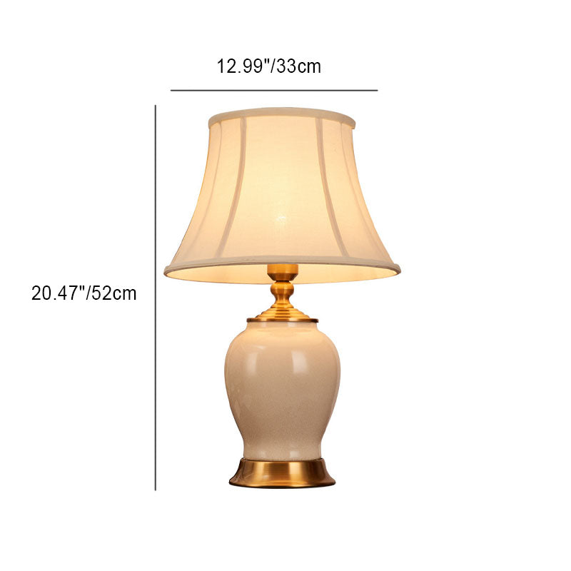 Fabric Round Ceramics Vase Table Lamp