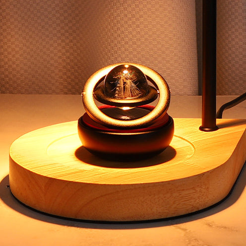 Flower Type Wooden Glass Table Lamp