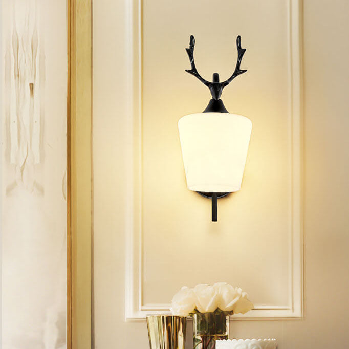 Antler Glass Cone Living Wall Lamp