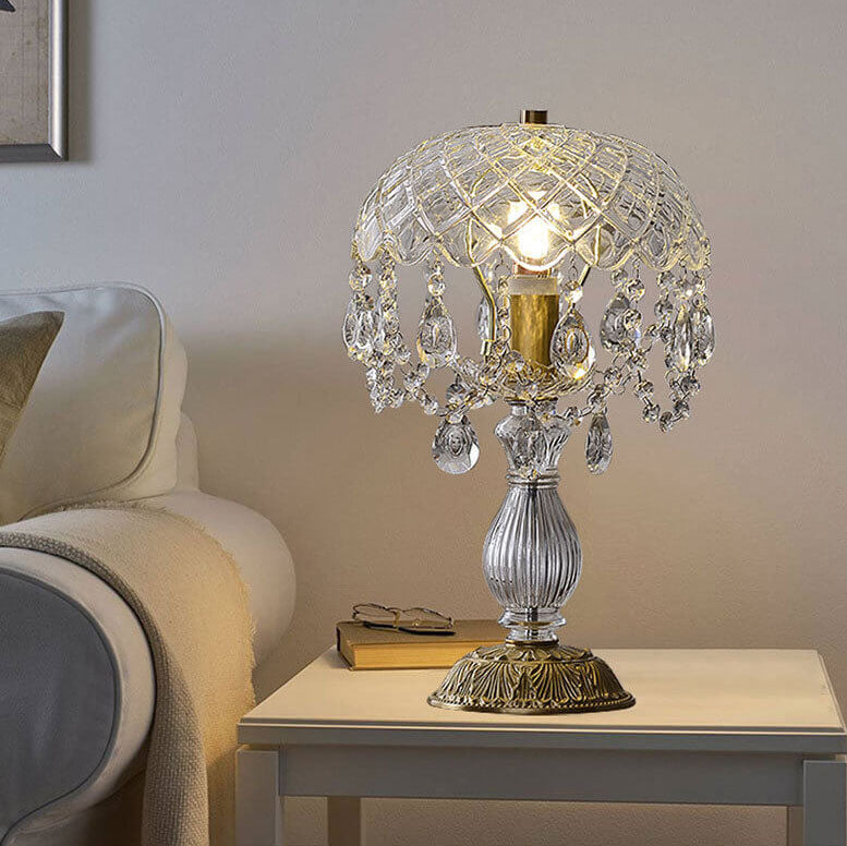 Clear Crystal Round Tassel Table Lamp