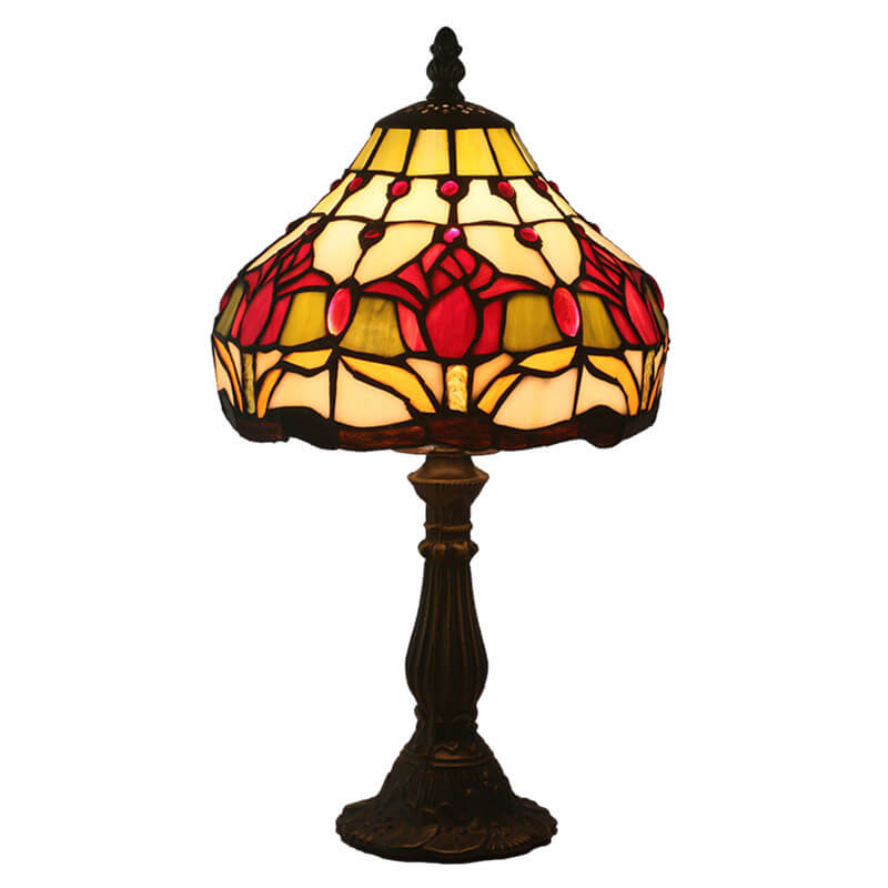 Tulip Stained Glass Cone Table Lamp