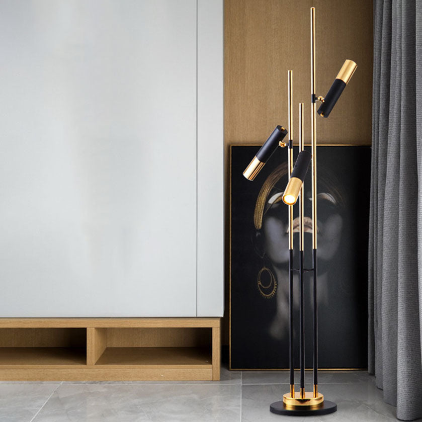 Cylindrical Aluminum Rotation 3-Light Floor Lamp