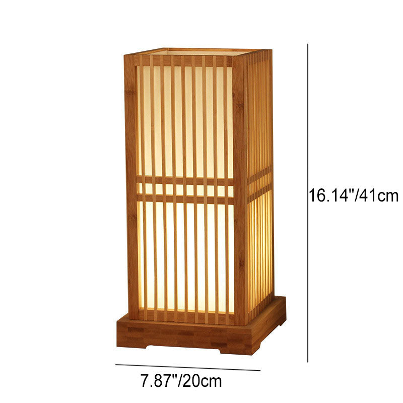 Wooden Square Column Table Lamp