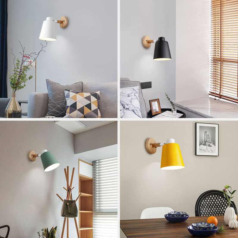 Solid Color Iron Wood Wall Lamp