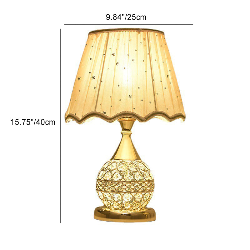Fabric Crystal Ball Iron Table Lamp