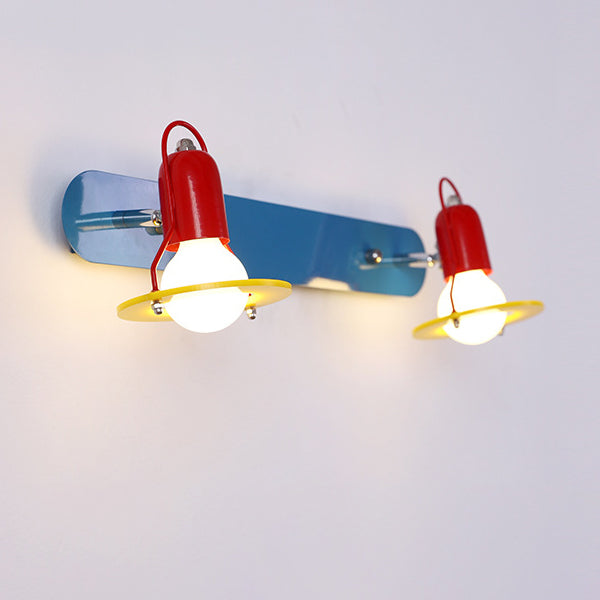 Childlike Colorful Geometric Iron 2-Light Wall Lamp