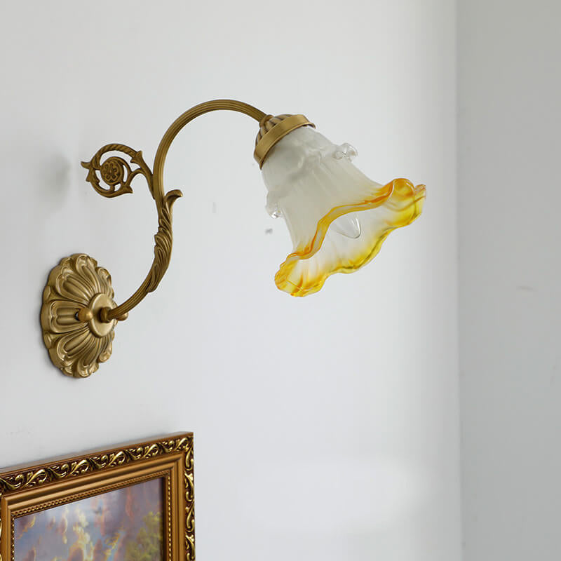 Brass Glass Flower Wall Lamp