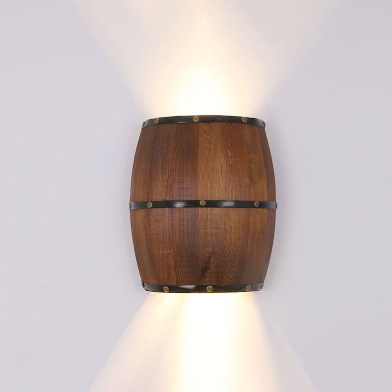 Half Barrel Wood Wall Lamp