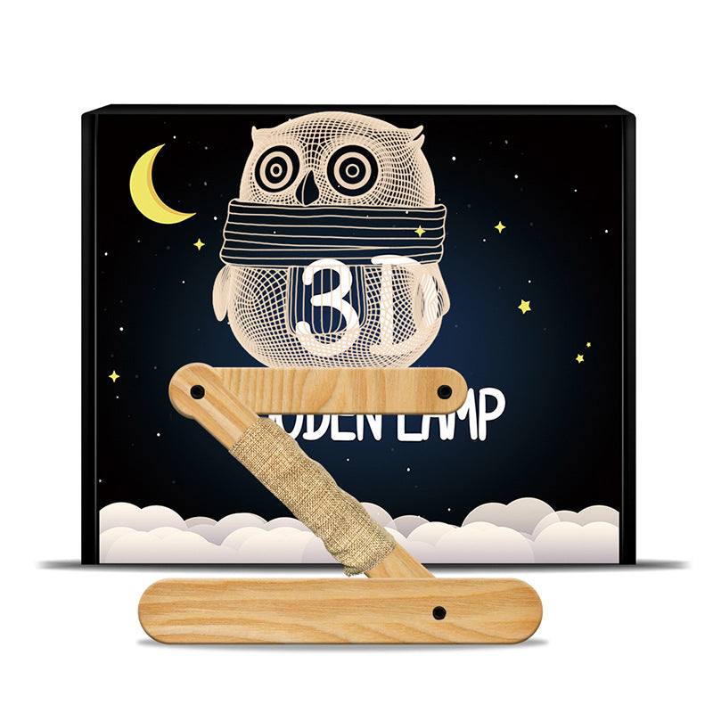 Owls Acrylic Solid Wood Table Lamp