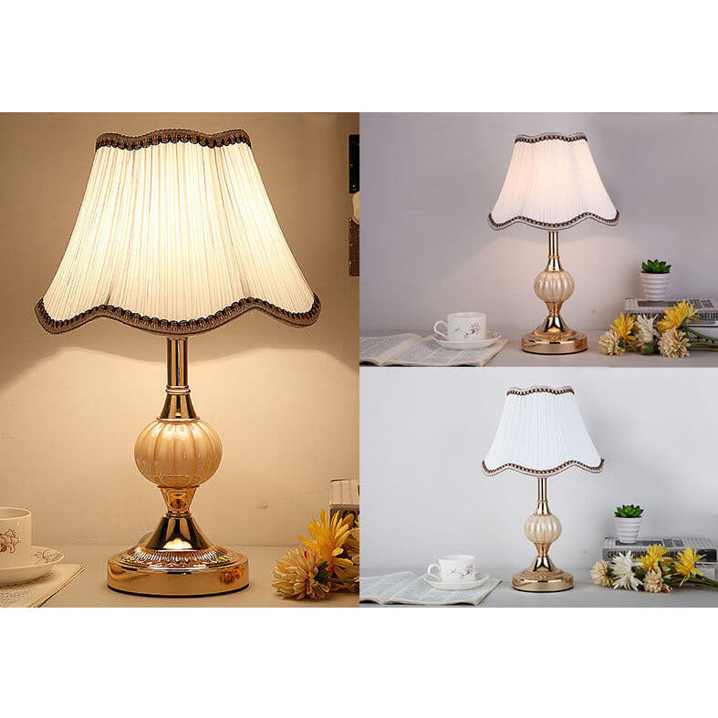 Floral Glass Fabric Table Lamp