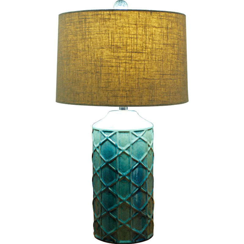 Cylinder Stripe Ceramic Fabric Table Lamp
