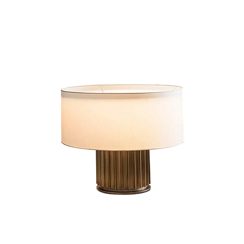 Fabric Drum Metal Column Table Lamp