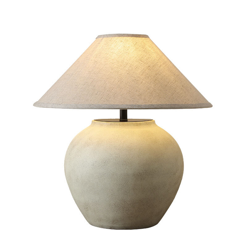 Linen Fabric Cone Ceramic Table Lamp