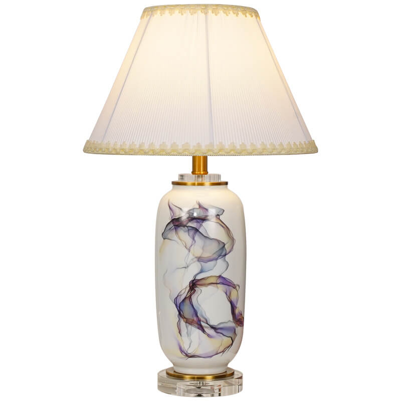 Ink Ceramic Column Pleated Table Lamp
