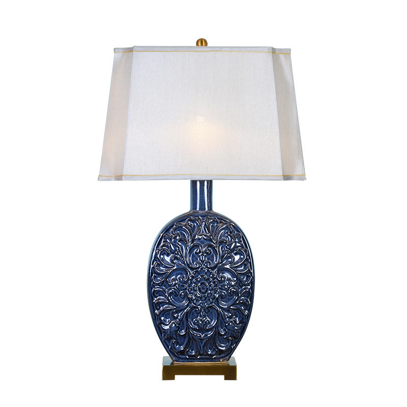 Oval Ceramic Fabric Lampshade Table Lamp