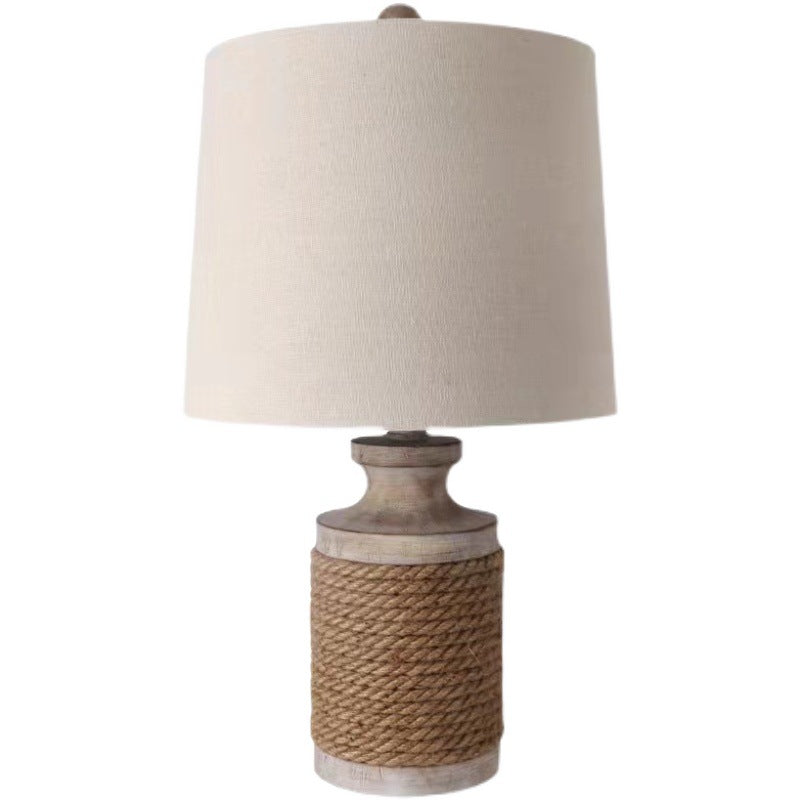 Hemp Rope Wood Fabric Table Lamp