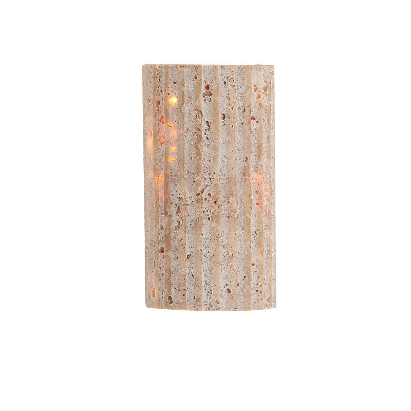 Striped Beige Travertine Semicircle Wall Lamp