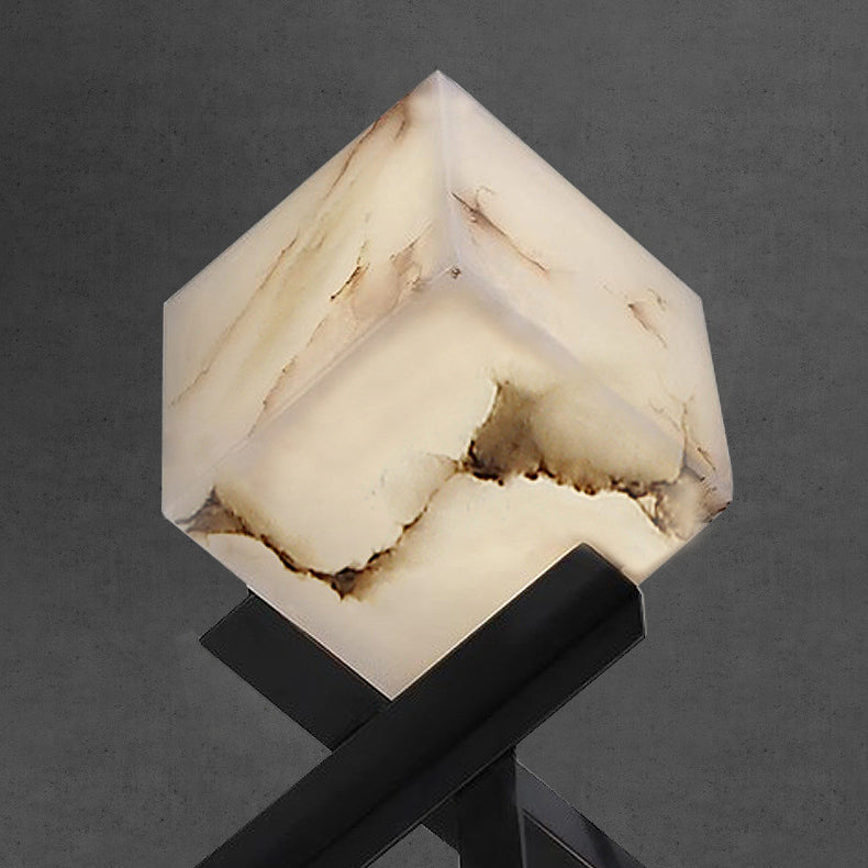 Textured Square Stainless Steel Table Lamp