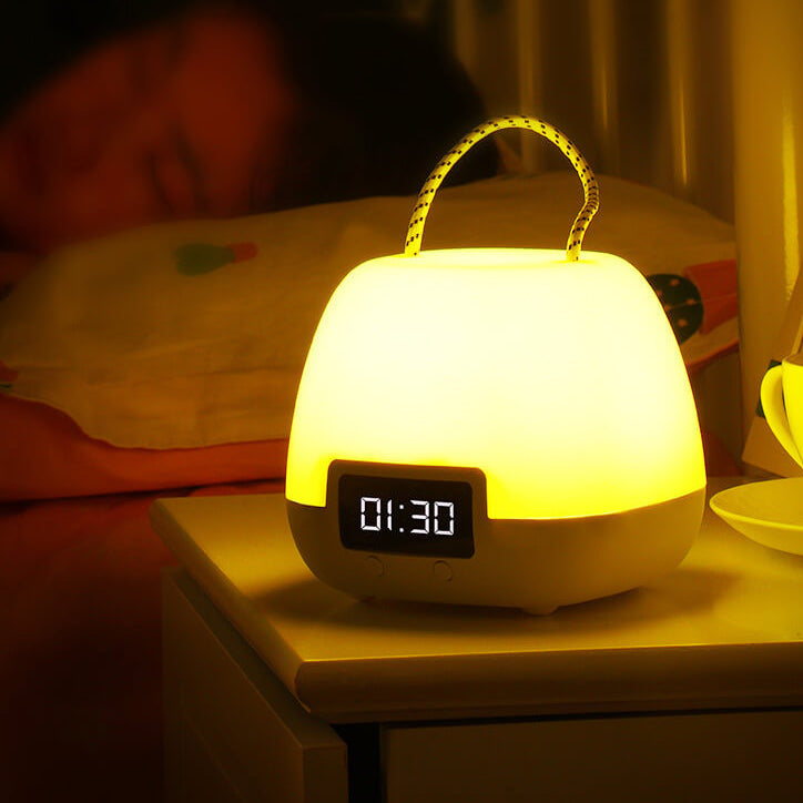 Portable Clock Night Table Lamp