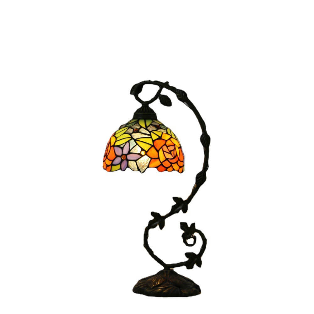 Rose Stained Glass Vine Table Lamp