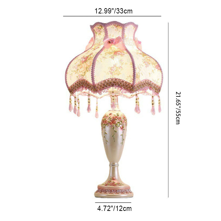 Rose Vase Resin Fabric Table Lamp