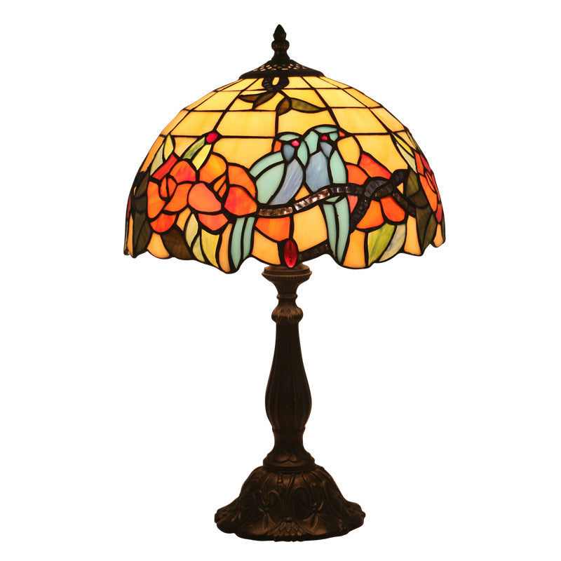 Stained Glass Rose Flower Table Lamp