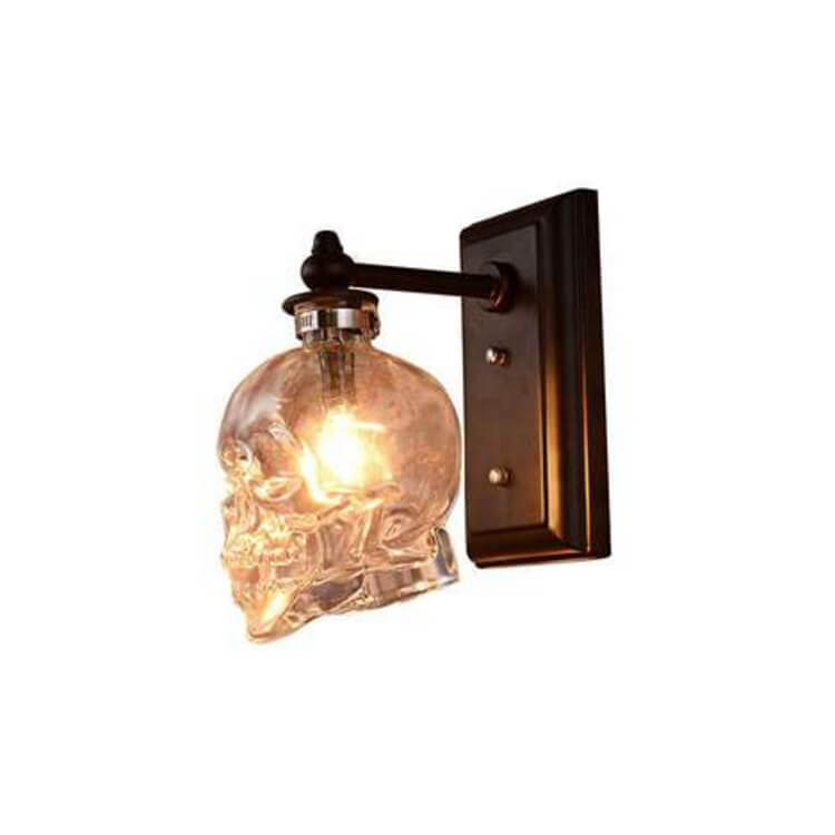 Round Skull Glass Iron Wall Lamp