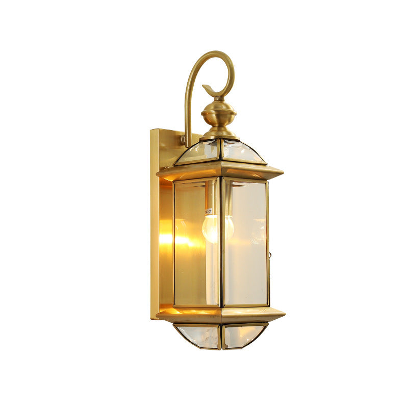 Copper Glass Square Lantern Outdoor Light
