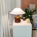 Fabric Cone Solid Walnut Table Lamp
