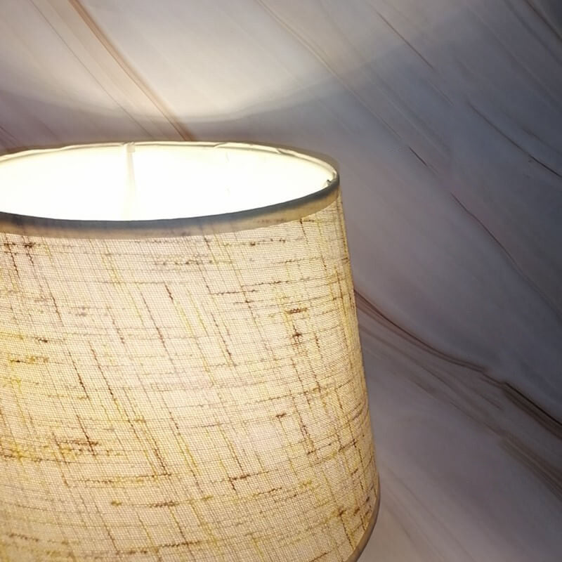 White Fabric Oval Ceramic Table Lamp