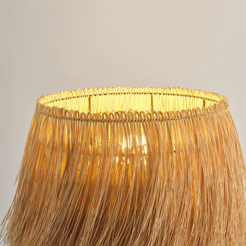 Bamboo Weaving Round Resin Floor Lamp