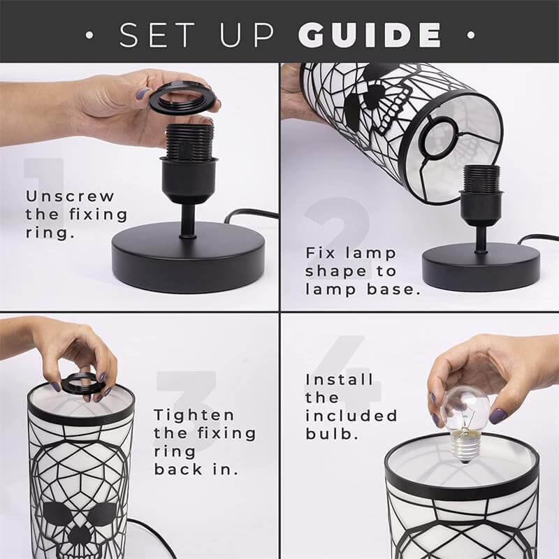 Gothic Skeleton Metal Cylinder Table Lamp
