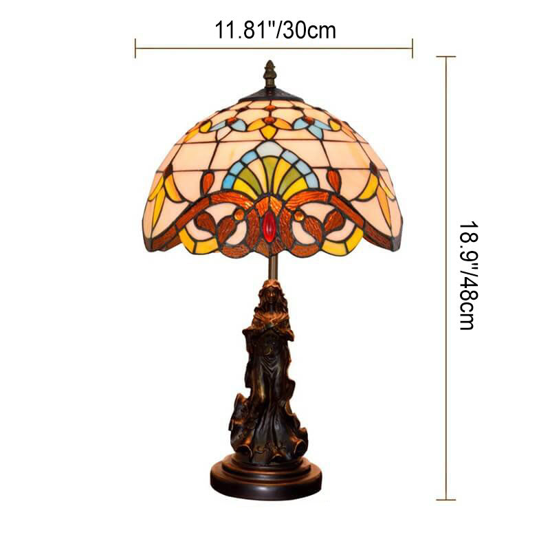 Lotus Stained Glass Dome Table Lamp