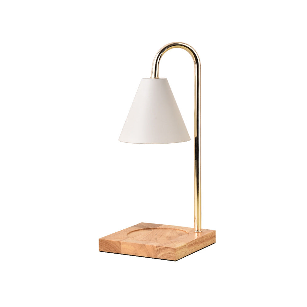 Conical Metal Wooden Melting Table Lamp