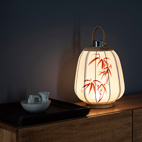 Leather Wood Stainless Steel Table Lamp
