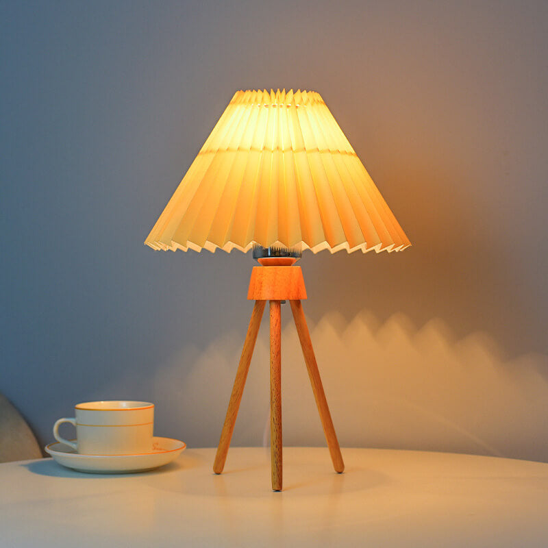 Tripod Pleated Design Umbrella Table Lamp
