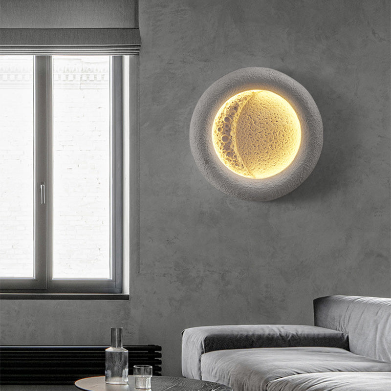 Concrete Round Moon Warm Outdoor Light
