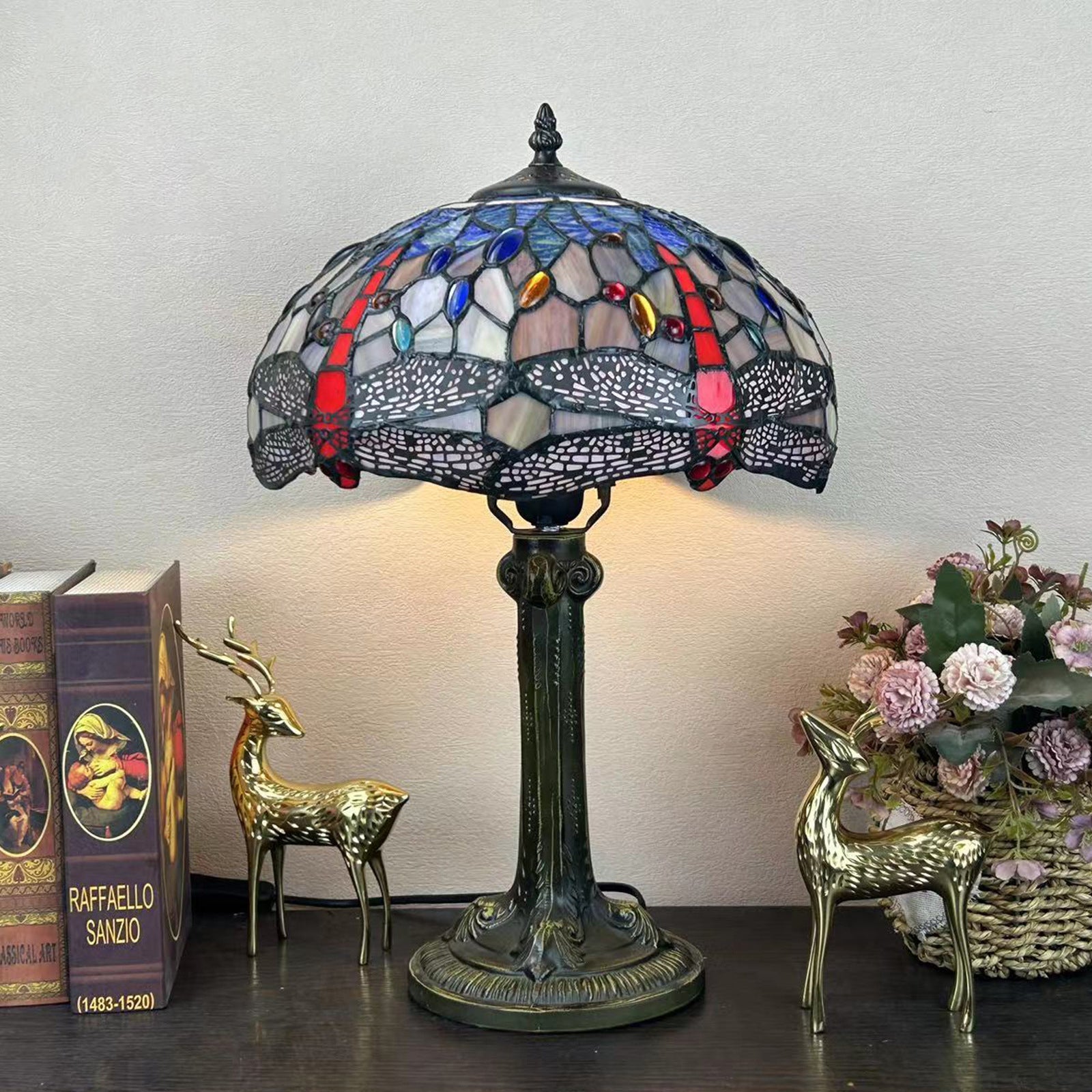 Metal Hardware Glass Semicircular Table Lamp