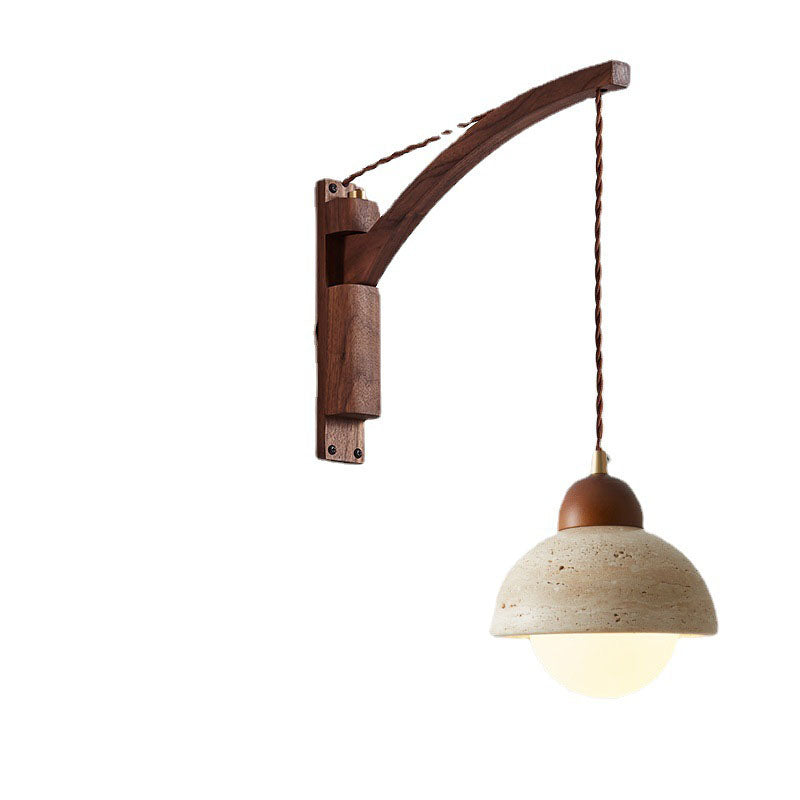 Solid Wood Glass Horn Wall Lamp
