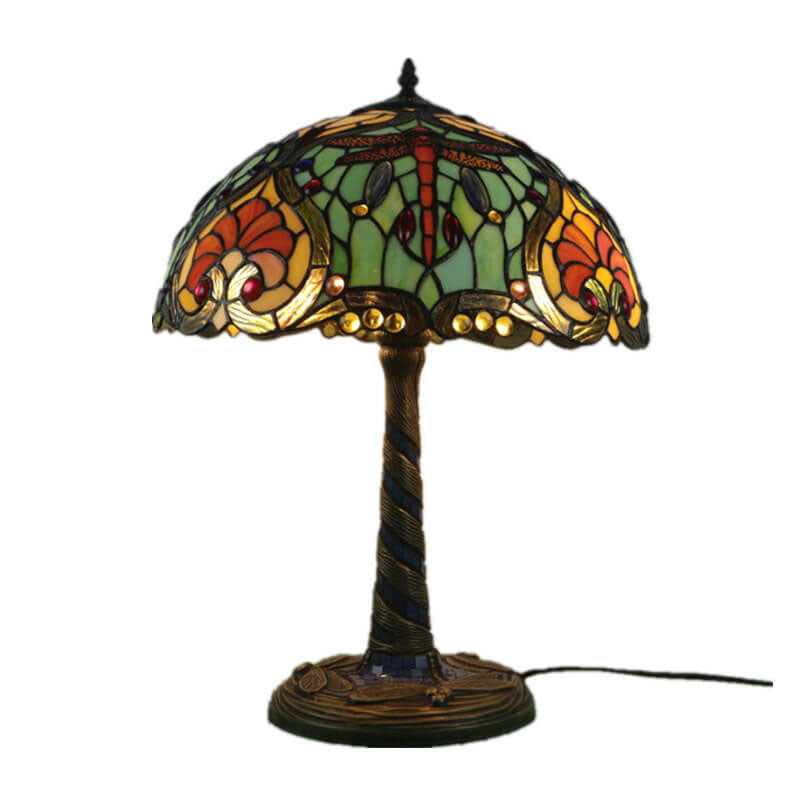 Flower Decor Stained Glass 2-Light Table Lamp