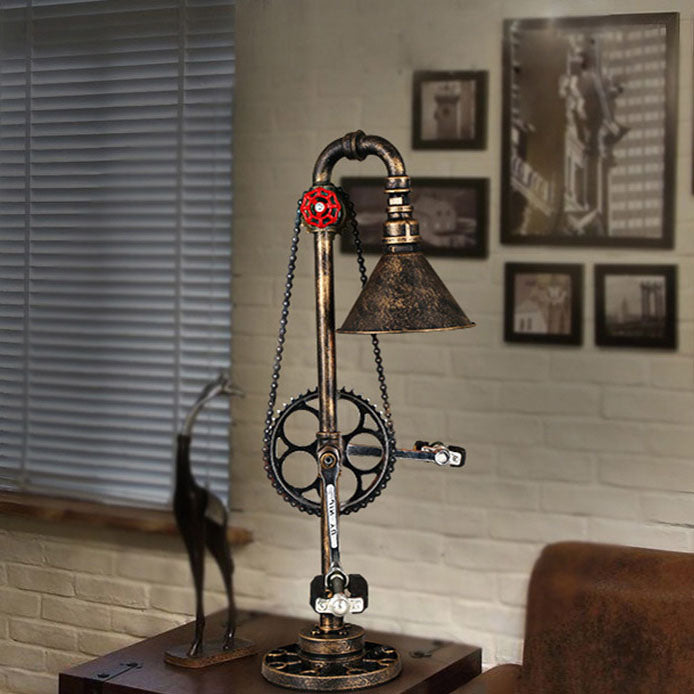 Iron Gear Plumbing Metal Table Lamp