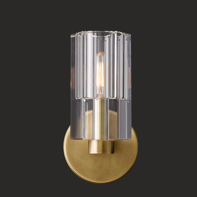 Crystal Cylindrical Brass Wall Lamp
