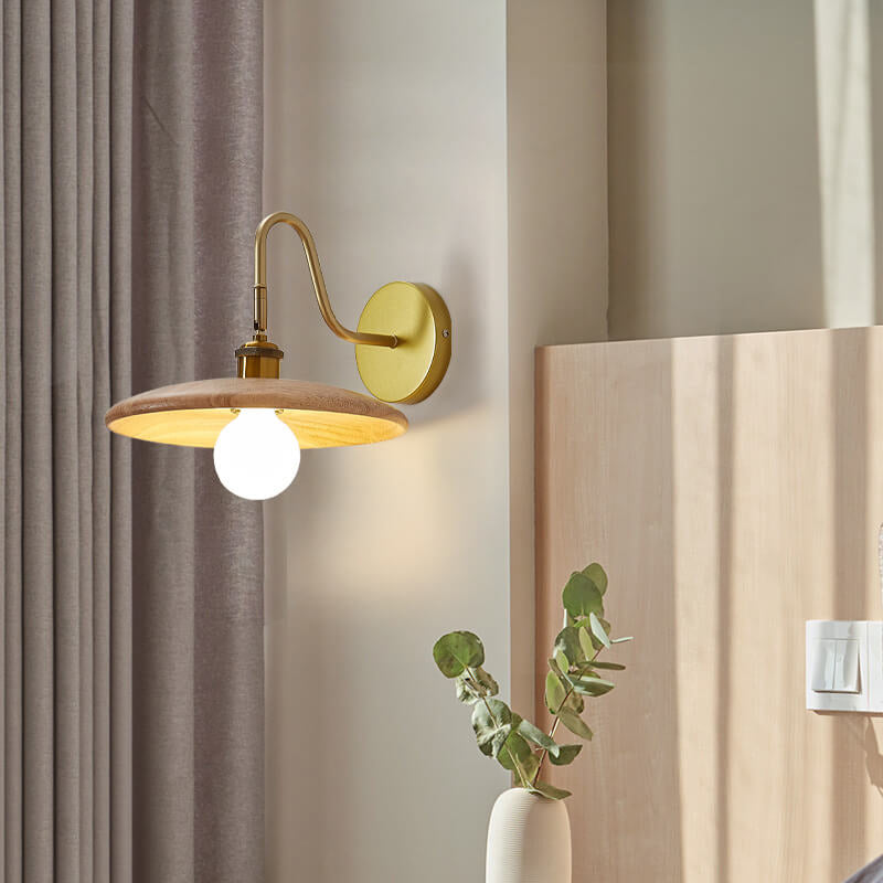 Wooden Tray Shaped Wall Lamp