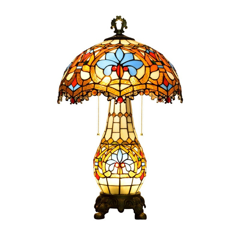 Floral Peach Heart Design 3-Light Table Lamp