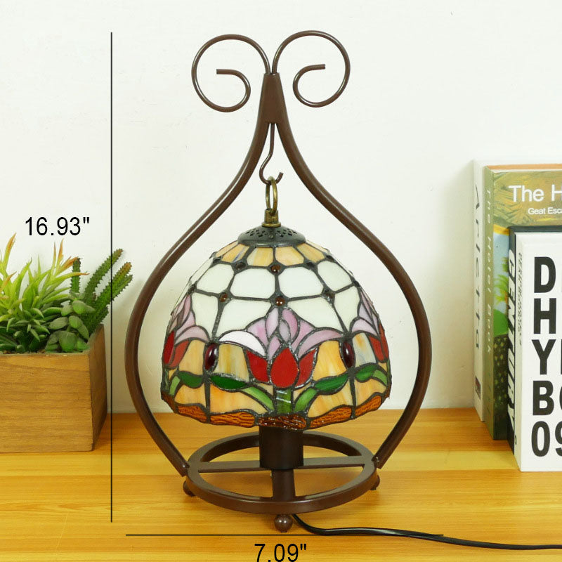 Style Heart Stained Glass Table Lamp