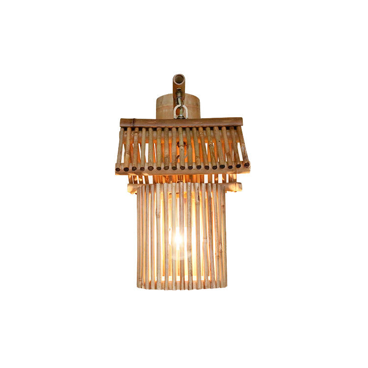 Bamboo Weaving Cylinder Wall Lamp
