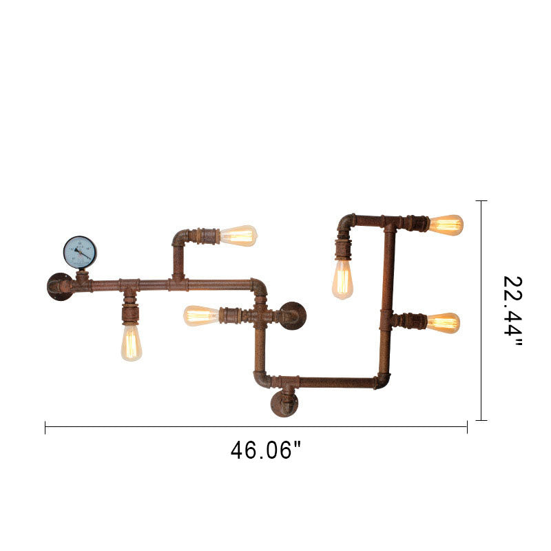 Iron Water Pipe 6-Light Wall Lamp