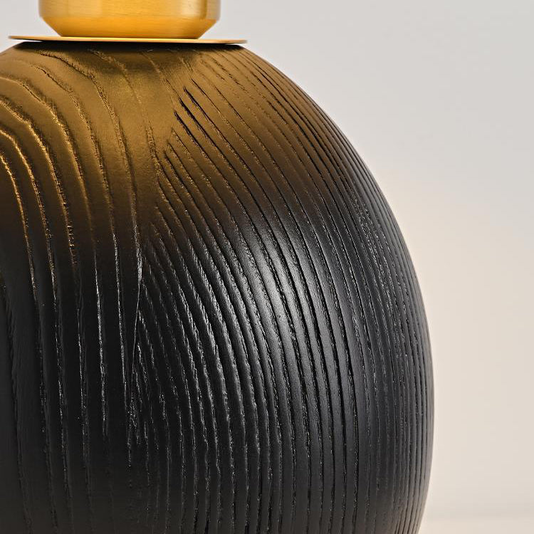 Round Trapezoidal Solid Wood Table Lamp